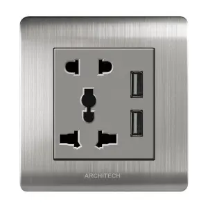 Saklar, Stop kontak, Socket Stop kontak 3pin + USB SILVER PLATINUM ARCHITECH<br> 1 img_20200220_wa0107